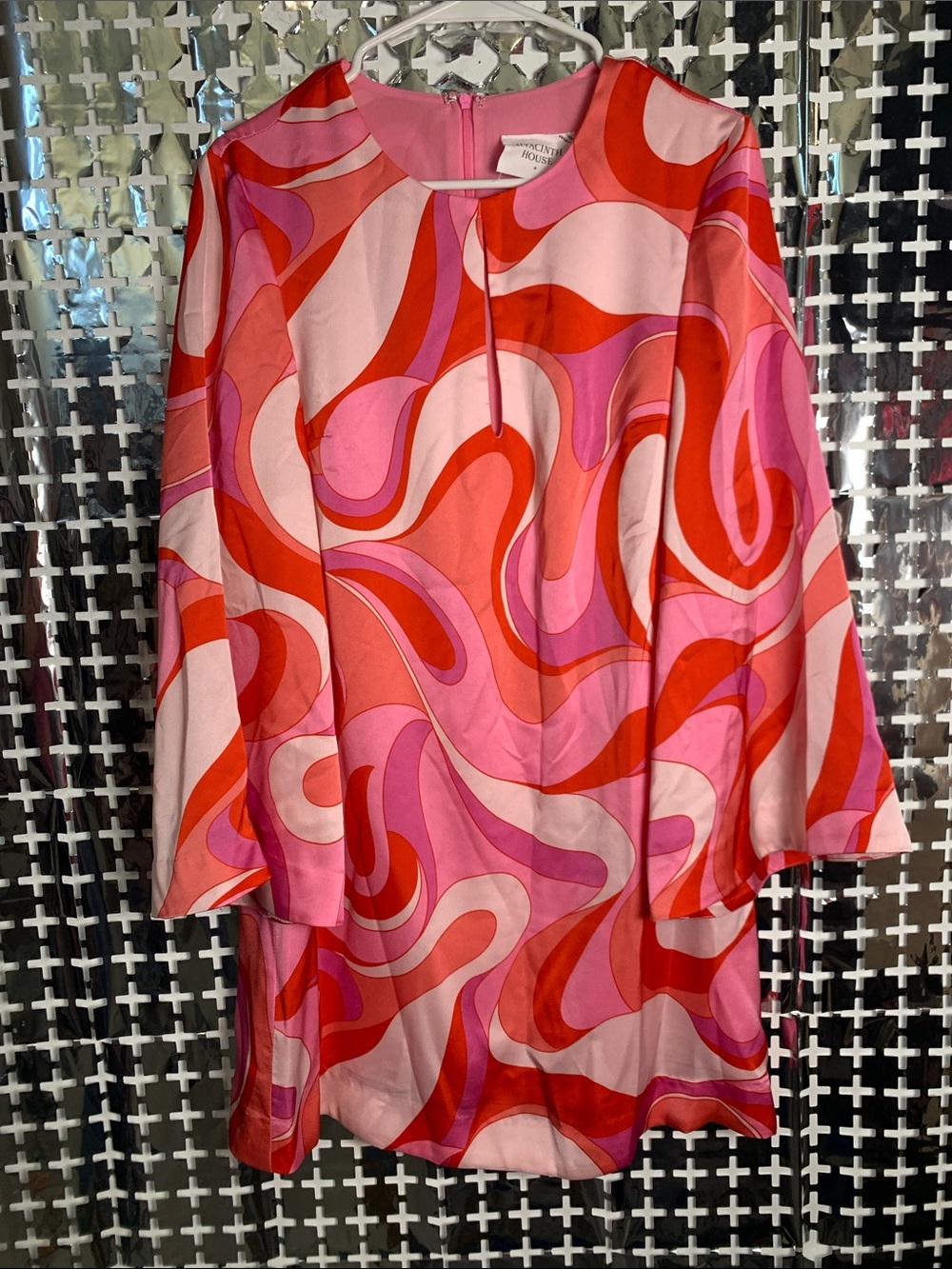 HYACINTH HOUSE Bold Pink & Red Swirl Long-Sleeve Shift Dress